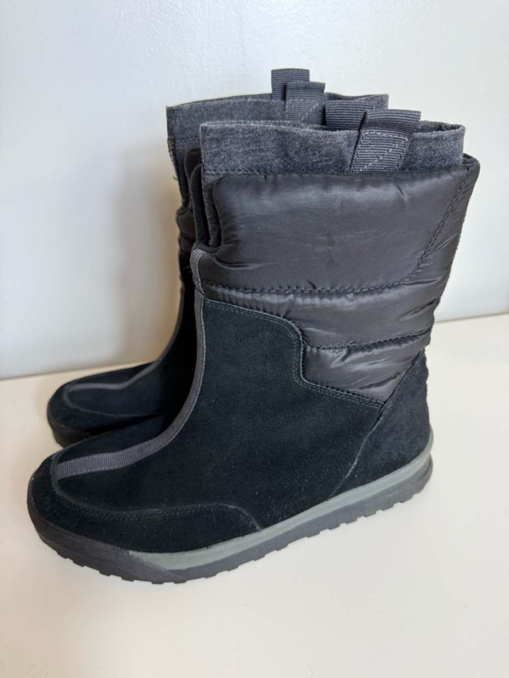 Lands End Womens Commuter‎ Boots Black Size 9 Suede Winter Snow Warm Insulated